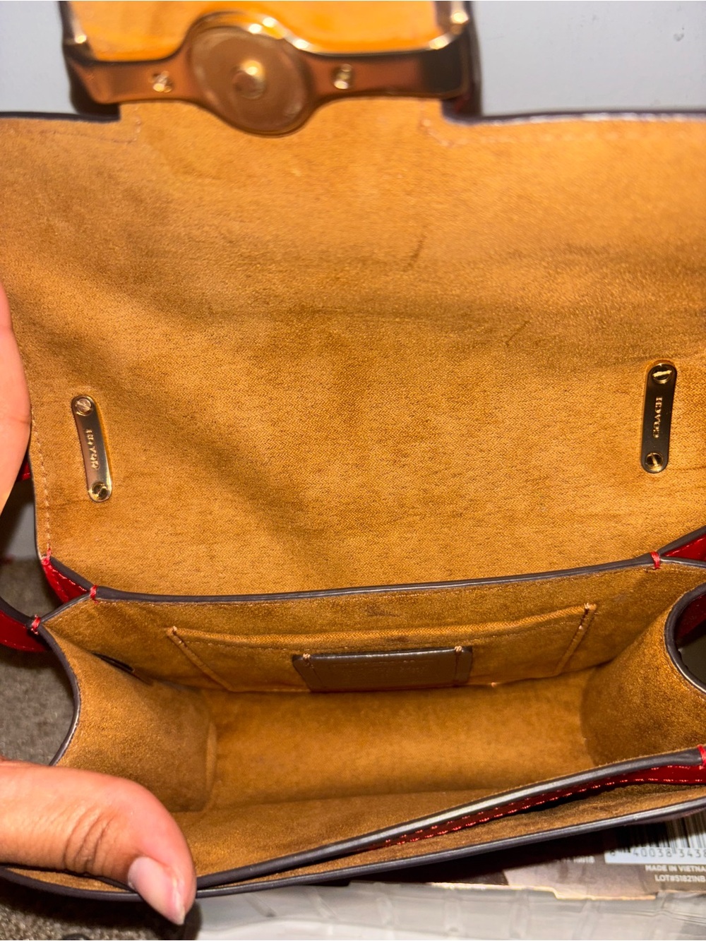 Coach Red Leather Crossbody with Gold Buckle - Picture 2 of 5
